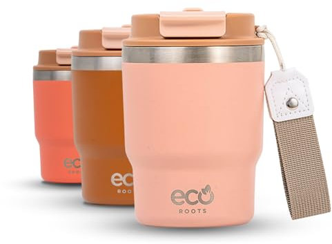 ECOROOTS Evergreen - Gobelet Isotherme 360 ml | Thermo Café Anti-fuite | Tasse Isotherme Réutilisable en Acier Inoxydable | Idéale pour Bureau, Yoga, Gym et Boissons Chaudes ou Froides (ROSE QUARTZ)
