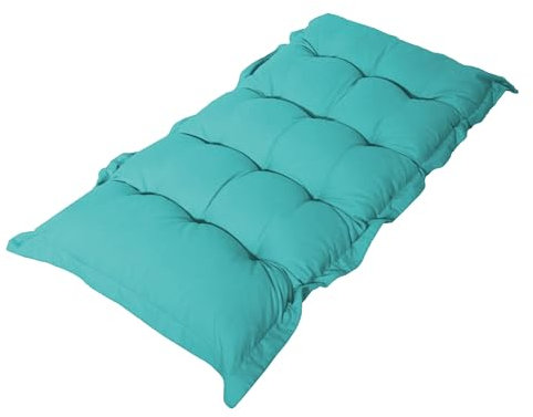 Deco Arts Bodenkissen groß, 10 cm dick, Gesteppte Bankauflage Outdoor als Sitzkissen für Terrasse, Balkon und Wohnzimmer, 120x60 cm, Karibikblau, Bezug aus Polyester
