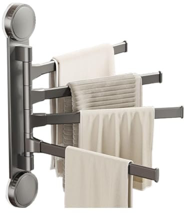 Towel Holder Towel Wall Holder Wall Holder for Towels, Towel Holder with Suction Cup, Towel Rail Swivelling Towel Holder Wall for Bathroom and Kitchen