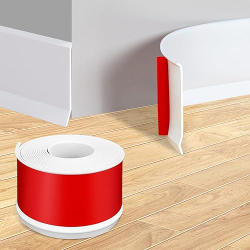 Plinthe souple autocollante en PVC - Blanc - 5 cm x 3 m - Barre de finition autocollante - Barre de transition flexible - Pour cuisine, salle de bain et salon