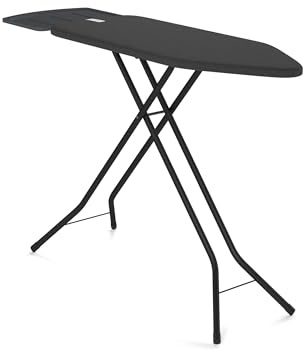 Wasophoogte® bügelbrett – Extra breites Bügelbrett für Dampfgenerator – 124x44 cm – Robust und stabil – Höhenverstellbar – Luxuriöses Bügelerlebnis – Farbe: Dust Grey