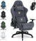 Dowinx Gaming Stuhl, Atmungsaktiver und Ergonomischer Bürostuhl aus Mikrofaser-Velours, Weiches Sitzgefühl wie Pelz, Verstellbarer Schreibtischstuhl mit Fußstütze, Grau