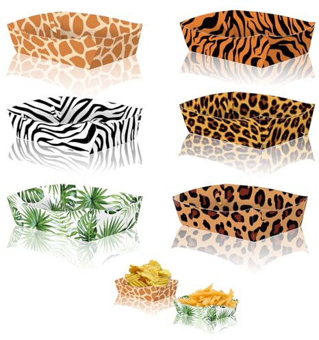 MORAINJAY 24 pezzi Vaschette di Carta a Tema Animali della Giungla, per Festa di Compleanno Bambini, Stoviglie a Tema Safari, Ideali per Patatine, BBQ e Picnic