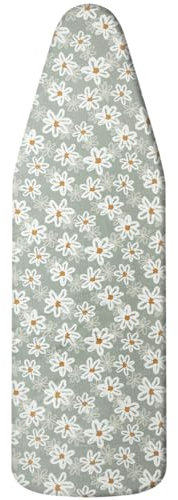 Bügelbrettbezug 120X40 Weiße Blumen Mit Wärmereflexion Und Schnellbügelfunktion, bezug bügelbrett Ausgestattet Mit Zugseil Und Polsterung, Hitzebeständig,Waschbar