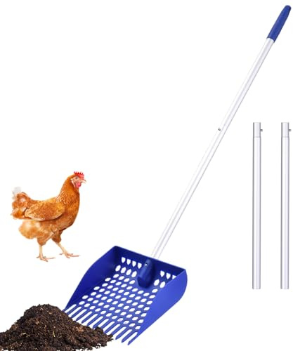 Generico Paletta per Escrementi di Galline,Raccogli Escrementi per Galline - Pala in Leghe Alluminio con Manico Lungo per Pulizia Lettiera Sabbia Giardino
