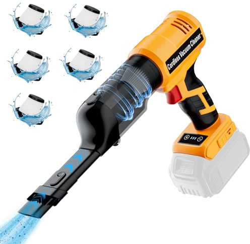 YEX-BUR Cordless Handheld Vacuum for Dewalt 18v/20v Battery(Tool Only), 240W Powerful Car Vacuum with Brushless Motor, 3-Speed, 5 Filters, Portable Vacuum Cleaner for Home Office Car Pet