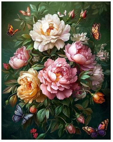 Mafenr Art Fleurs Peinture Numero Adulte, Fleurs Peinture Par Numero Adulte, Coloriage Par Numéro Pour La Décoration De La Maison 40x50 CM