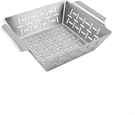 Lastdaytime Stainless Steel Grilling Basket for Weber Grills, Square Grill Pan with Mesh Design for Vegetables and Side Dishes