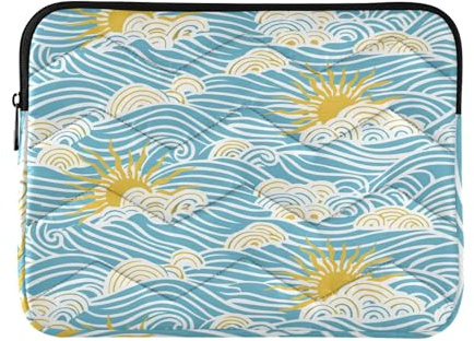 Laptop Sleeve Case 13-14 Inch Portable Case for Laptop Retro Sky Sun Waves for Travel Business von holzhausen M