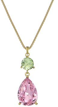 Ted Baker Tearsa Crystal Teardrop Pendant Necklace for Women (Gold/Green & Pink Crystal)