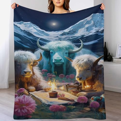 Yak Decke Kuscheldecken Couchdecke, Übergroße Warme Super Weiche Schlafdecke Tagesdecke Flauschige Decke （130×180cm）