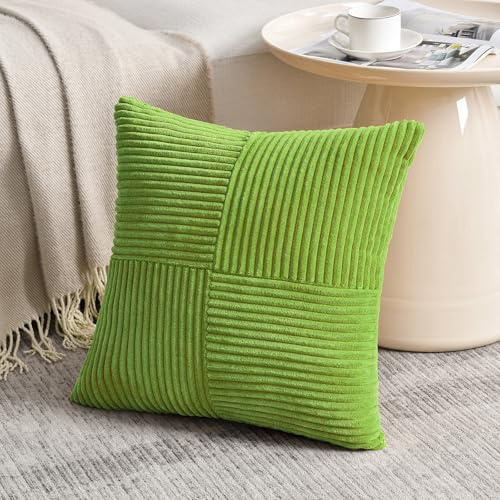 FDTERN 1 Stück Limettengrün Kissenbezug 40x40 cm Weich Kordsamt Kissenbezüge Kissenhülle Dekokissenbezug Sofakissen Dekokissen Boho Deko für Sofa Schlafzimmer Wohnzimmer Balkon (Ohne Kissenfüllung)