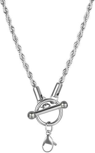 Accessoires Knebelhalskette für Männer und Frauen, 925er Sterlingsilber, kubanische Hip-Hop-Gliederkette, T-Steg-Knebelverschluss, lange Kette mit Anhänger, Charm-Halskette, Halskette mit