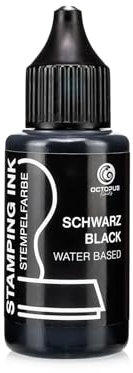 Octopus Fluids Stempelfarbe, Nachfüllfarbe zum Nachtränken von Stempelkissen und Stempelautomaten, 30ml Stempelfarbe, schwarz ohne Öl
