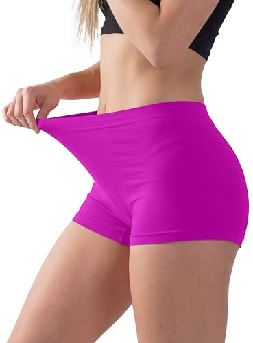 Love My Fashions ® Women's Boyshort Microfibre High Waist Boxers Seamless Stretchy Full Coverage Underwear for Ladies Purple
