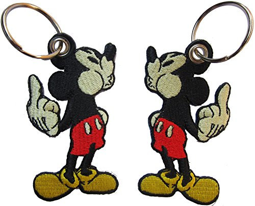 Patch Mickie Micky Maus mouse Mittelfinger gestickter Schlüsselanhänger Key Chain
