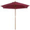 Outsunny Sombrilla de Jardín Ø250x230 cm Parasol de Terraza con 6 Varillas Poste Desmontable Anti-UV Impermeable y Marco de Madera para Playa Patio Rojo Vino
