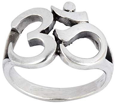 Silverly Bague Chevalière Om pour Homme | Bague Ohm Aum en Argent Sterling 925 | Symbole Sanskrit Bouddhiste Hindou | Bague Épaisse en Argent Massif | Dons Spirituels pour les Femmes