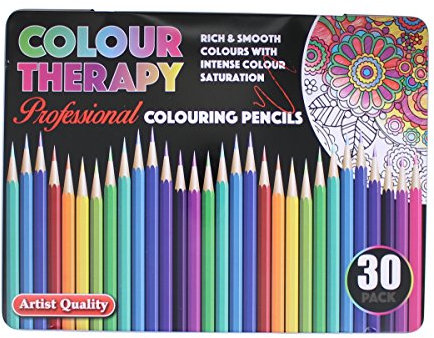 Layton Brothers Ltd 443715 30PC Asst Colour Therapy Coloured Pencil Professional School Class Kids / Children ART Craft Design Pack Artist Quality in Tin Case