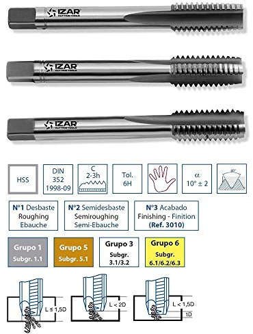 Izar 3030 - Juego macho mano 3030 hss din 352 m9 (3u)