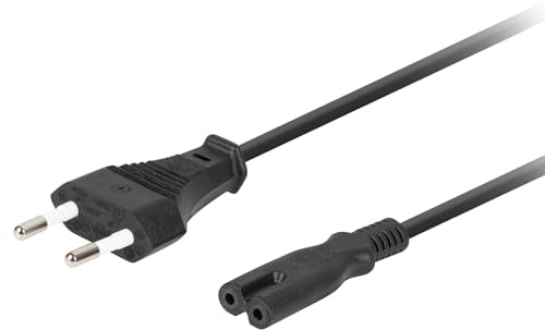 Lanberg CA-C7CA-10CC-0018-BK CEE 7/16 Euro-Stecker auf Iec 320 C7 Buchse NetzKabel, 1,8m schwarz