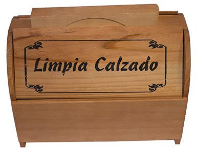 Artema - Scatola pulita calzature in legno 21,5 x 25,8 x 15,8 cm, contenitore in legno per riporre bitume, spazzole, stracci, utensili per pulire scarpe con manico e coperchi ai lati