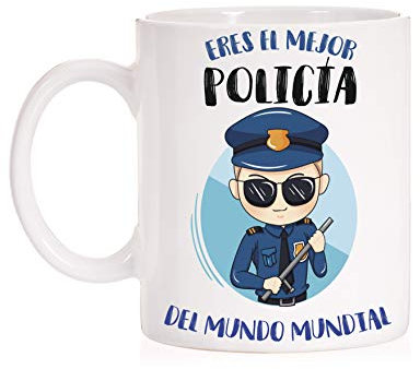 FUNNY CUP Taza Al Mejor Policia del Mundo Mundial. Taza Divertida de Regalo (Policia (Hombre))