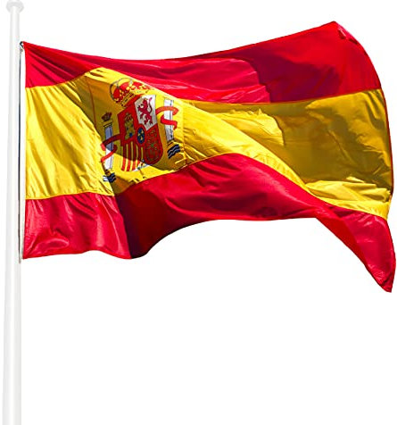 KliKil Bandera España Grande - 1 Bandera de España en poliéster náutico super resistente al viento y la lluvia 150x90 cm versión Premium 2024 para Balcon, Exterior y Jardin, Spanish Flag -