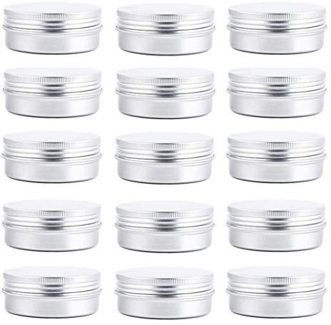 24Pcs 60ml/2oz Empty Silver Aluminum Tin Cans Round Metal Cosmetic Sample Jars Storage Containers with Twist Screw Top Lid Travel Tins for Tea Spices Eye Shadow Lip Balms Cream Crafts Jewelry