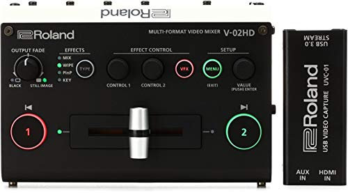 Roland V-02HD STR Video Switcher Web Streaming Bundle und UVC-01