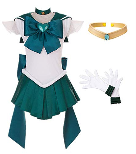 MANMICOS Anime Sailor Moon Sailor Neptun Cosplay Kostüm KaiOu Michiru Halloween Anzug, blau, 42