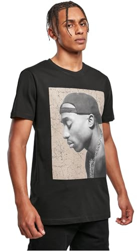 Mister Tee Herren Tupac Cracked Background Tee T-Shirt, Black, M