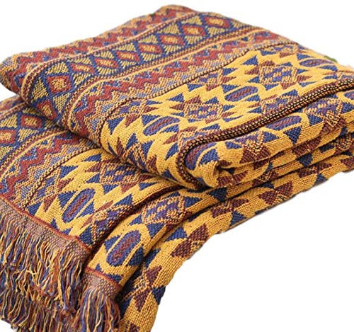 Yiida Gewebte Baumwolldecke - Boho-Decke - Boho-Baumwoll-Woven-Decke Mit Fransen Wendbares Sofa-Handtuch Gestrickte Couch-Decke Für Bettstuhl, Home-