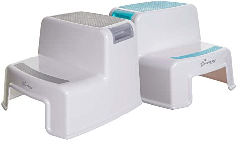 Dreambaby 2-UP Step Stool - Toddlers Stool - Slip Resistant (Aqua + Grey, 2)