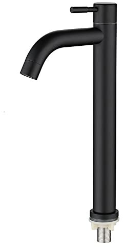 CENPEK Robinet D'évier de Salle de Bain en Acier Inoxydable Avec Poignée Unique - Design élégant et Rétro - Noir Mat Givré Pour Salle de Bain (L)