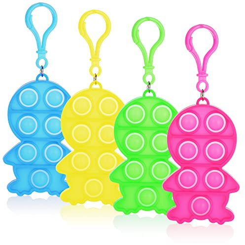 com-four® 4X Schlüsselanhänger Pinguin - Fidget Toy Pop It Push It, Pop Bubble - Anti-Stress Spielzeug für Unterwegs zum Anhängen - für Kinder und Erwachsene - [Auswahl variiert]