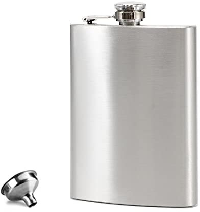 Hip Flask 8OZ, Hip Flasks for Women Men with Funnel, Alcohol Flask 304 Food Grade Stainless, Whisky Flask Fit for Hiking Party and Barbecue (Sliver)