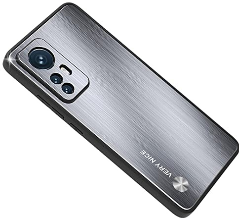 ESTH® Handyhülle für Xiaomi 12 5G/12X 5G Hybrid Rüstung Aluminium Metall Stoßfester Bumper Cover Soft Silikon Militär Heavy Duty Case für Xiaomi 12 5G/12X 5G, Silber