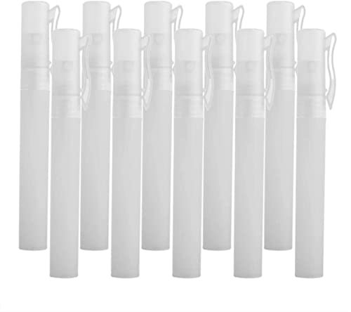 Symbah Mini Spray Bottles 10 ML (Pack of 10) Refillable Empty Plastic Bottles with Lids Fine Mist Travel atomiser Bottle Perfect for Cosmetic, Hand Sanitizer, Essential Oil