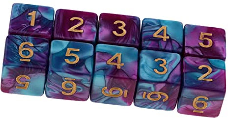 Yourandoll 10 STÜCKE Polyedrische Würfel D6 Dice Würfel Spielwürfel for DND RPG Tischspiele (Himmelblau Lila)