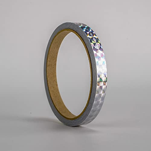 Oilslick Zierstreifen Sticker Fahrzeug Tuning Aufkleber Seitenstreifen Hologramm Klebebänder Design Stripes Regenbogen Effekt Zierband Folie Modellbau Basteln (10 mm, Mosaik Silber)