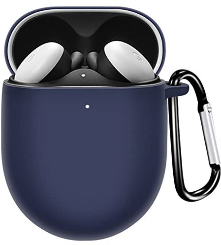 Miimall Kompatibel mit Google Pixel Buds A Hülle, Silikon Vollschutz Hülle with Schlüsselanhänger Stoßfest Schutzhülle für Pixel Buds A-Series 2021 - Mitternachtsblau