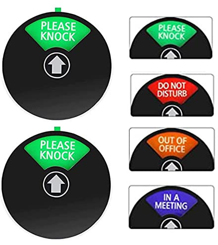 2 Piezas Señal de privacidad,12 cm Signo de Privacidad Señal Oficina con Texto en Inglés“PLEASE KNOCK”“DO NOT DISTURB”“OUT OF OFFICE”“IN A MEETING” Señales Informativas（Negro）