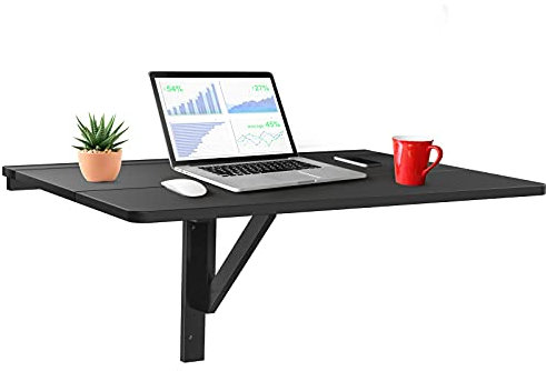 GIANTEX Wandklapptisch klein, Wandtisch Hängetisch Klappbar 80x60cm, Wandmontierter Klapptisch Esstisch, Schreibtisch Laptoptisch Wand platzsparend (Schwarz)