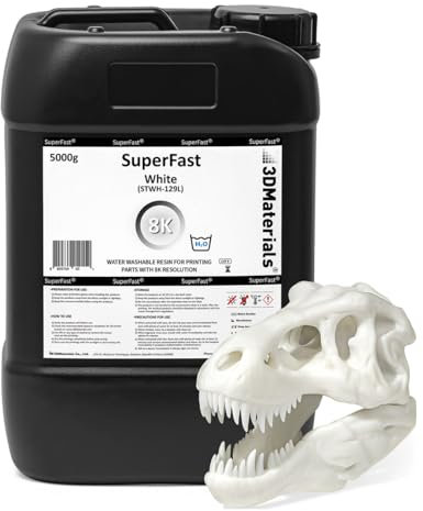 SuperFast 8K 22um Auflösung Wasserabwaschbares Harz, 0,5 Sek. Druck (50 um), hergestellt in Korea von 3DMaterials (5000g, Weiß)