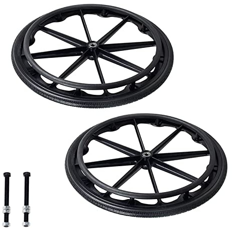 ESOYAWE Rollstuhl Rad 2 Stück 20 Zoll 22 Zoll 24 Zoll Rollstuhlräder Hinten, Feste Polyurethan Integral Geformt Rollstuhlräder, Keine Spuren Leise Leicht Zu Installieren Rollstuhl Zubehör Räder (Size