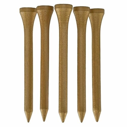 TH Golf Bambus-Golf-Tees, 70 mm, 50 und 100 Stück, mehrere Farboptionen, umweltfreundlich, nachhaltig, langlebig, Bambus-Golf-Tees (100, Gold)