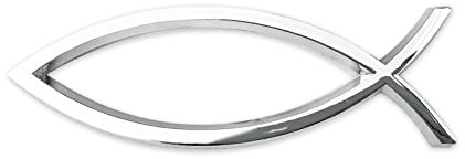 Jesus Fisch Christliches Autoaufkleber Emblem Kunststoff Chrom Silber Symbol für Auto LKW Abzeichen Stoßstange Aufkleber (Einfach)