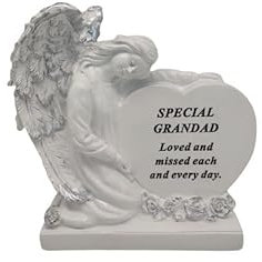 David Fischhoff Sentiment Angel Heart Graveside Remembrance Plaque Ornament - Grandad