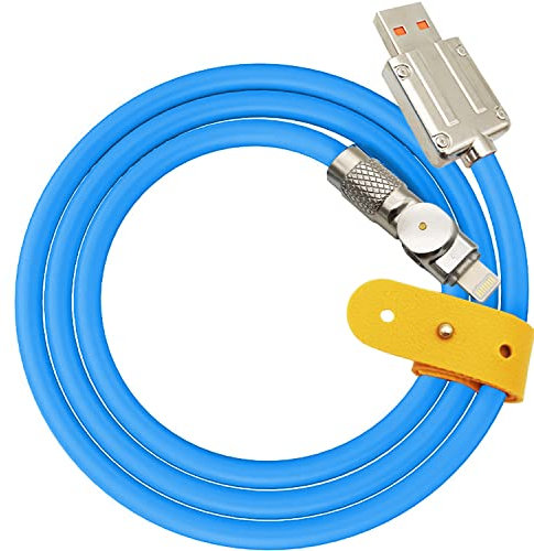 CTRICALVER USB Kabel, 180° drehbares Schnellladekabel Blau 1 m, 12W Liquid Silicone Super Schnellladekabel, mit Datenübertragung Funktion